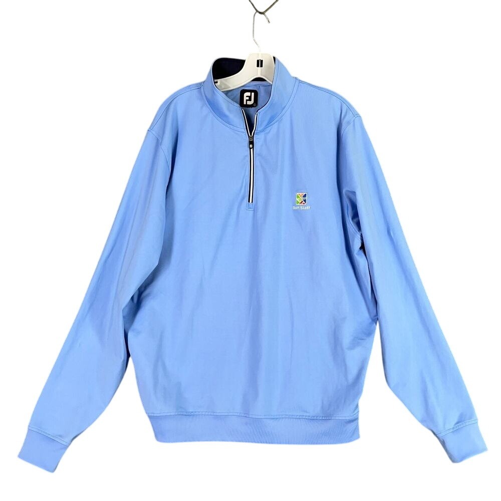 FootJoy Golf Staff 1/4 Zip Pullover Mens L Blue Performance Tech Stretch Nylon‎